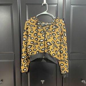 Animal Print Crop Zip Up size small